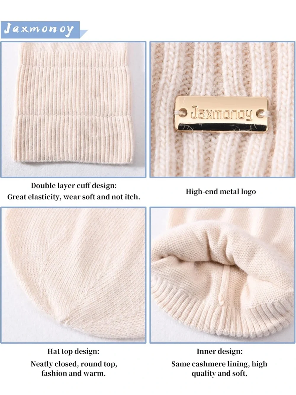 Cozy Ribbed Slouch Beanie in Cream